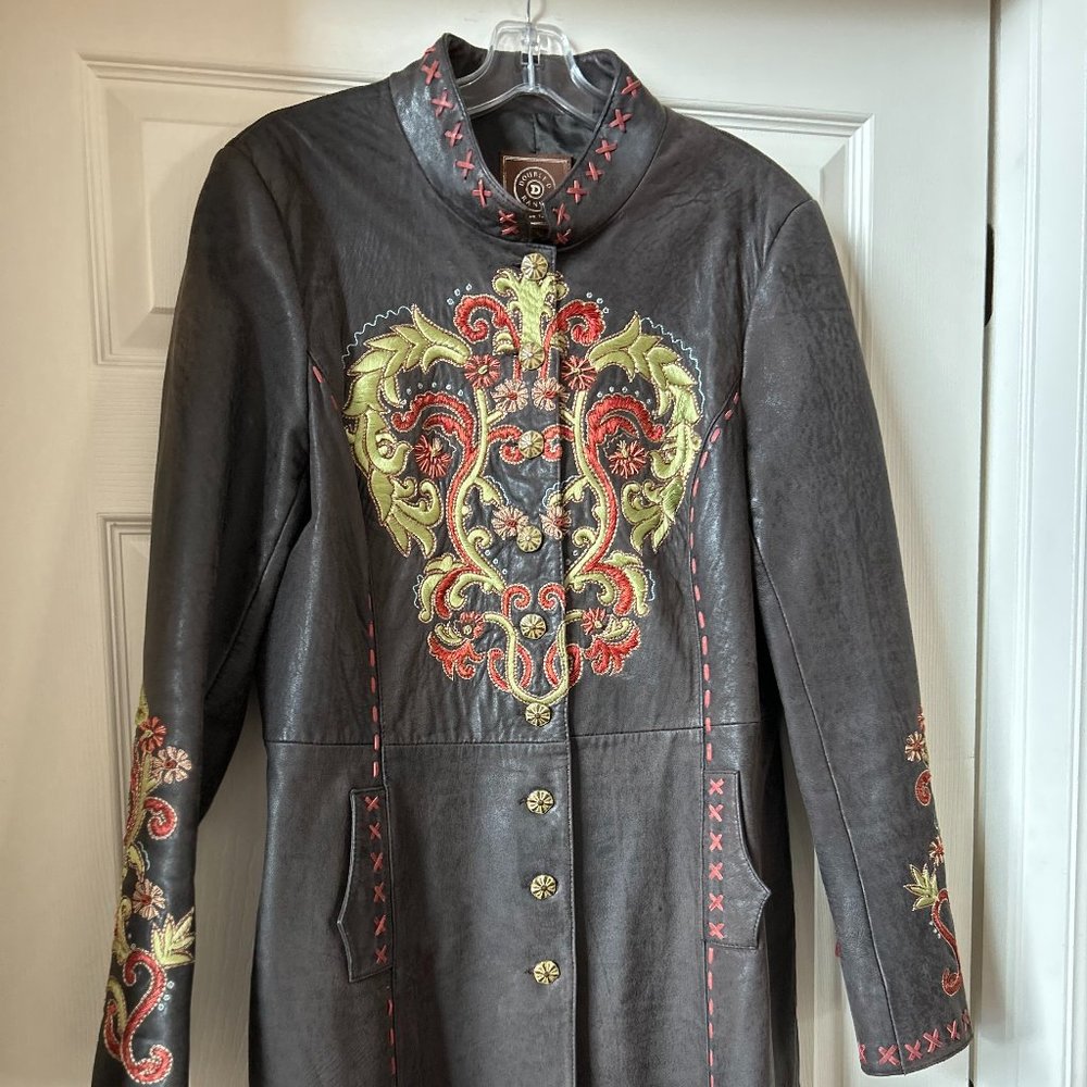 Double D Chocolate Leather Car Coat